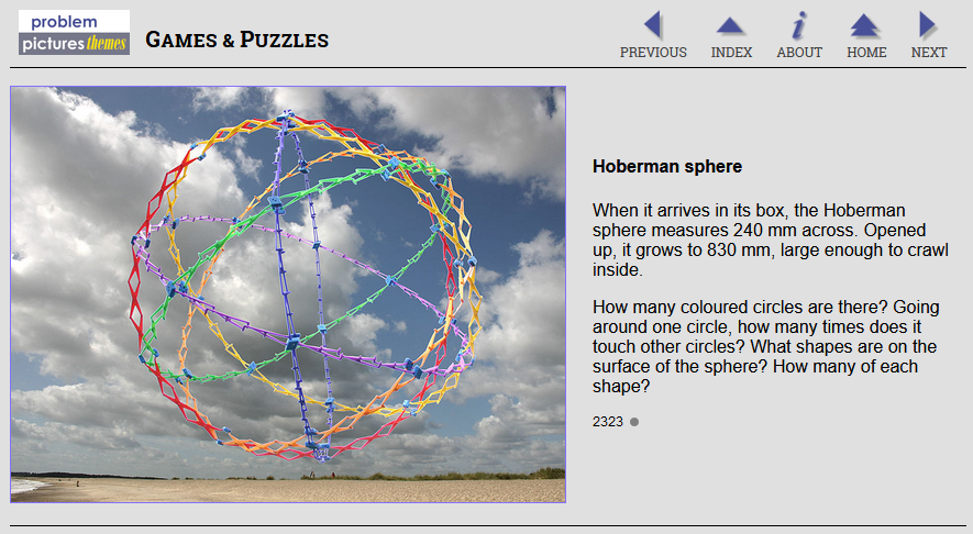 Problem Pictures Themes sample screen - Hoberman sphere 
